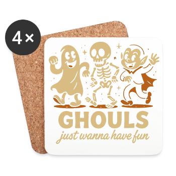 Les goules veulent juste s’amuser Conception d’Halloween - Dessous de verre (lot de 4) - blanc - Devant