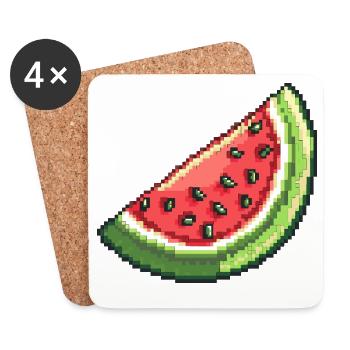 Tranche de pastèque pixel - Dessous de verre (lot de 4) - blanc - Devant
