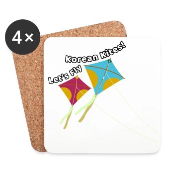 Let’s fly Korean kites – Drachen Design - Untersetzer (4er-Set) - Weiß - Vorne
