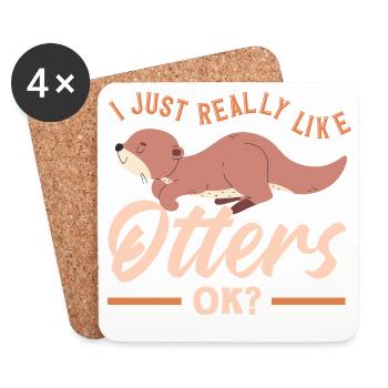 Seeotter Wie Otter Niedlich - Untersetzer (4er-Set) - Weiß - Vorne