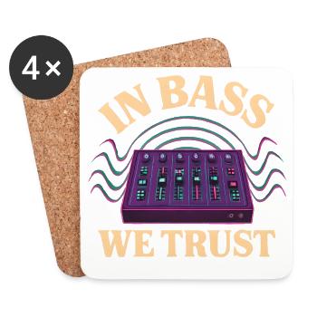 In Bass We Trust – DJ Mixer Techno Design - Dessous de verre (lot de 4) - blanc - Devant