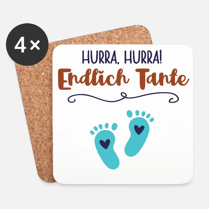 Endlich Tante Neffe Junge Baby Ankündigung - Untersetzer (4er-Set) - Weiß