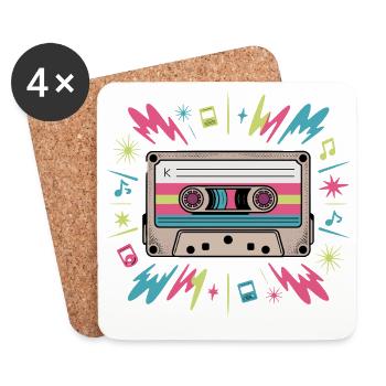 K Mixtape Cassette Retro 80s 90s Music - Coasters (set of 4) - white - Front