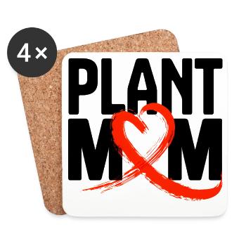 Pinceau cramoisi Coeur Plante Maman - Dessous de verre (lot de 4) - blanc - Devant