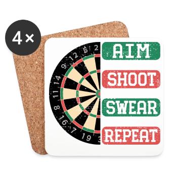 Aim Shoot Wear Repeat Dartboard Style - Untersetzer (4er-Set) - Weiß - Vorne