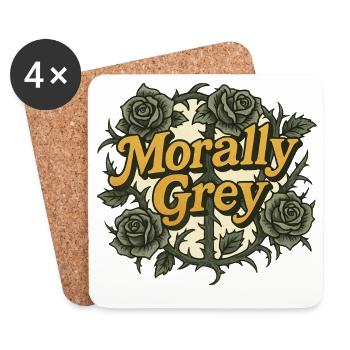 Moralisch graue Rosen Vintage Emblem - Untersetzer (4er-Set) - Weiß - Vorne