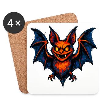 Halloween Chauve-souris effrayante - Dessous de verre (lot de 4) - blanc - Devant