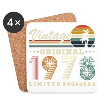 Original 1978 Vintage Rétro Cadeau D'anniversaire - Dessous de verre (lot de 4) - blanc - Devant