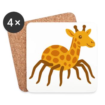 Girafe araignée toute mignonne - Dessous de verre (lot de 4) - blanc - Devant