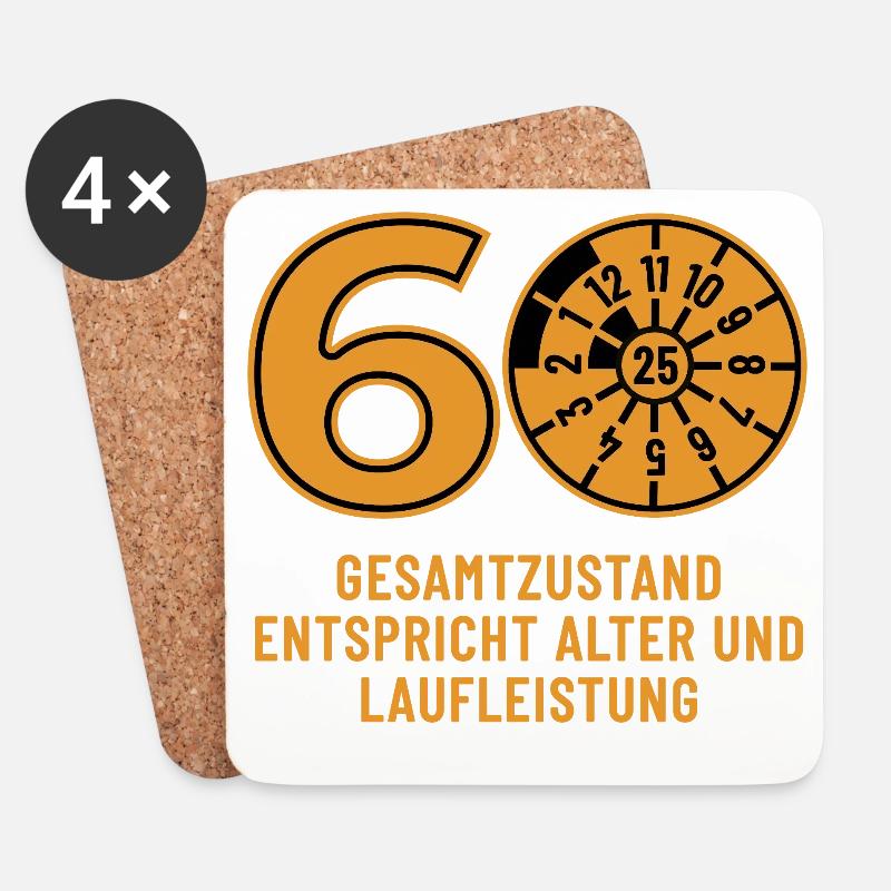 HU November 2025 - 60 Jahre - Geburtstag Geschenk - Untersetzer (4er-Set) - Weiß