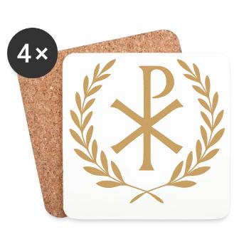 Chi-Rho Kranz Symbol - Untersetzer (4er-Set) - Weiß - Vorne