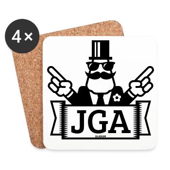 JGA Handzeichen (Junggesellenabschied / 1C) - Untersetzer (4er-Set) - Weiß - Vorne