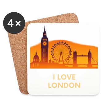 I Love London Skyline Sunset - Coasters (set of 4) - white - Front