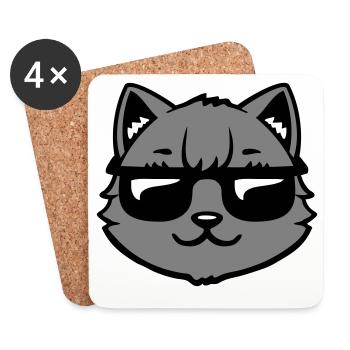 Lunettes de soleil gris chat Look cool style décontracté - Dessous de verre (lot de 4) - blanc - Devant