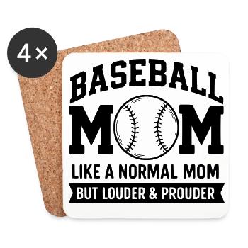 Stolze Baseball-Mutter Zitat Baseball-Mutter - Untersetzer (4er-Set) - Weiß - Vorne