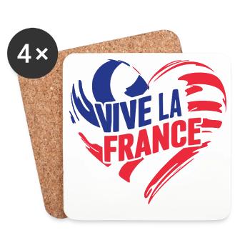 Tricolor heart Vive La France - Coasters (set of 4) - white - Front