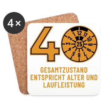 HU Dezember 2025 - 40 Jahre - Geburtstag Geschenk - Untersetzer (4er-Set) - Weiß - Vorne