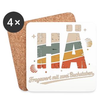 HUH? Funny retro shirt with cult saying - Coasters (set of 4) - white - Front