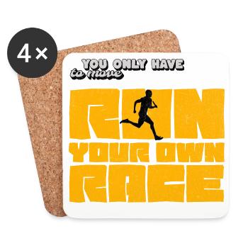 Run Your Own Race – Motivationsshirt Running - Untersetzer (4er-Set) - Weiß - Vorne