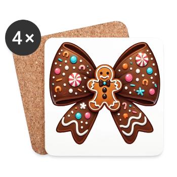 Chocolate Bow Gingerbread - Coasters (set of 4) - white - Front