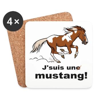 Cheval sauvage d'Amerique (pour textiles clairs) - Dessous de verre (lot de 4) - blanc - Devant