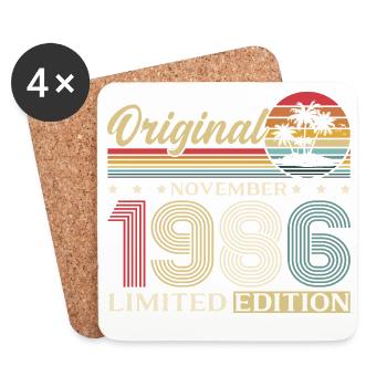 40. Geburtstag Original November Jahrgang 1986  - Untersetzer (4er-Set) - Weiß - Vorne