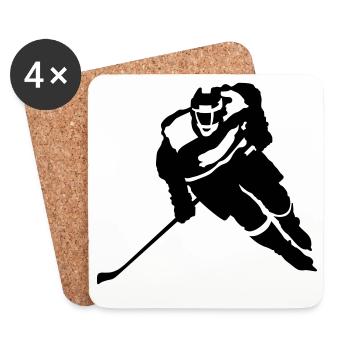 Hockey sur glace - Dessous de verre (lot de 4) - blanc - Devant