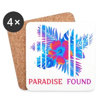 Hibiskus Neon Paradies gefunden - Untersetzer (4er-Set) - Weiß - Vorne