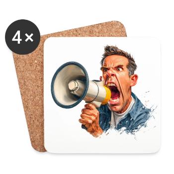 Appel fort avec mégaphone - Dessous de verre (lot de 4) - blanc - Devant