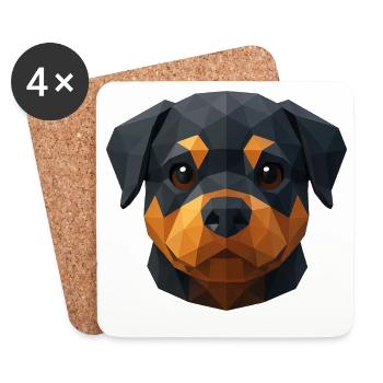 Chiot Rottweiler mignon – Polygon Dog Design - Dessous de verre (lot de 4) - blanc - Devant
