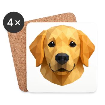 Polygon Golden Retriever Geometric Dog Design - Coasters (set of 4) - white - Front