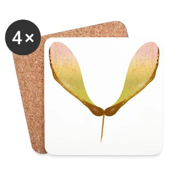 Delicate maple seed – autumnal nature motif - Coasters (set of 4) - white - Front