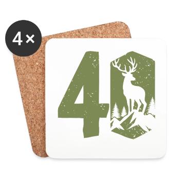 Jäger 40. Geburtstag Jagd 40 Jahre Zahl Hirsch - Untersetzer (4er-Set) - Weiß - Vorne