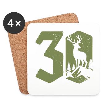Hunter 30th Birthday Hunting 30 Years Number Deer - Coasters (set of 4) - white - Front