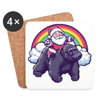 Gorille Père Noël Noël - Dessous de verre (lot de 4) - blanc - Devant
