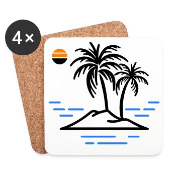 Île Palm - Dessous de verre (lot de 4) - blanc - Devant