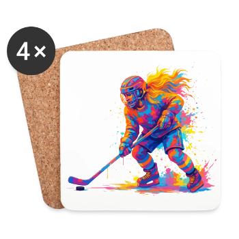 Eishockey Eishockeyspieler Frau - Untersetzer (4er-Set) - Weiß - Vorne