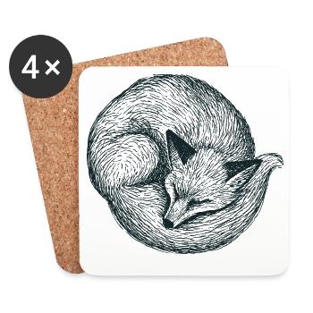Eingerollter Fuchs - Untersetzer (4er-Set) - Weiß - Vorne