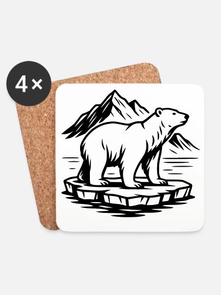 ours blanc - Dessous de verre (lot de 4) - blanc