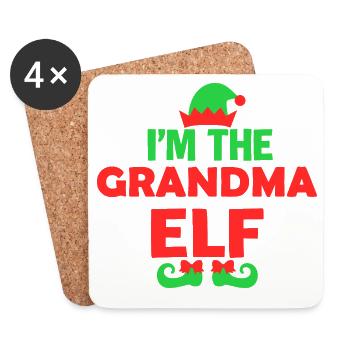 Grandma Elf Christmas Cheer - Coasters (set of 4) - white - Front