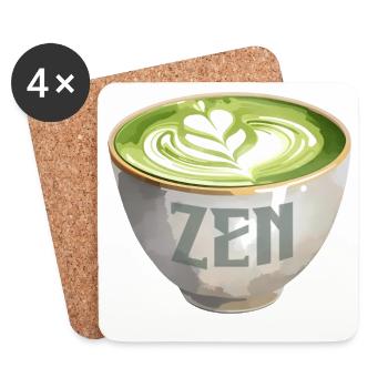 Zen Matcha Latte Aquarelle - Dessous de verre (lot de 4) - blanc - Devant