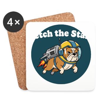 Fetch the Stars Bulldog Astronaut - Coasters (set of 4) - white - Front