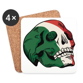 Illustration du drapeau italien du crâne - Dessous de verre (lot de 4) - blanc - Devant