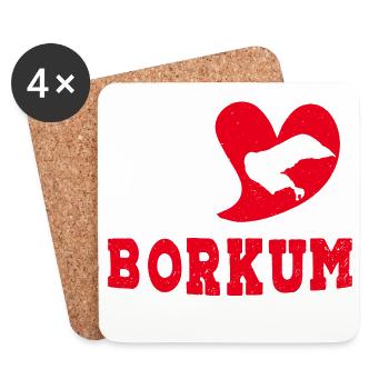 Borkumer Insel I LOVE BORKUM Lustiges - Untersetzer (4er-Set) - Weiß - Vorne