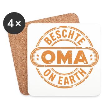 Beschte Oma Schweiz Mundart Geschenk Oma - Untersetzer (4er-Set) - Weiß - Vorne