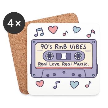 90s RnB Vibes Kassette – Retro Musik Nostalgie - Untersetzer (4er-Set) - Weiß - Vorne