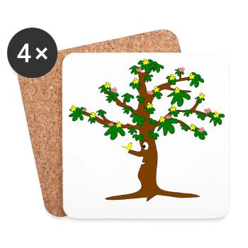 Baum voller Blüten - Untersetzer (4er-Set) - Weiß - Vorne