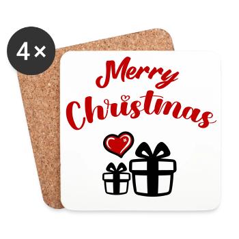 Merry Christmas - Untersetzer (4er-Set) - Weiß - Vorne