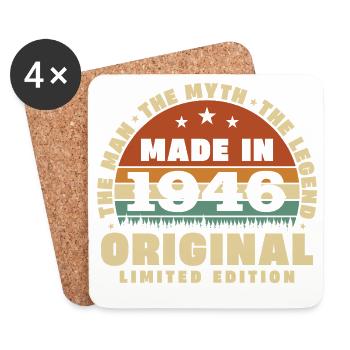 80 Years 1946 Vintage Retro Anniversary - Coasters (set of 4) - white - Front