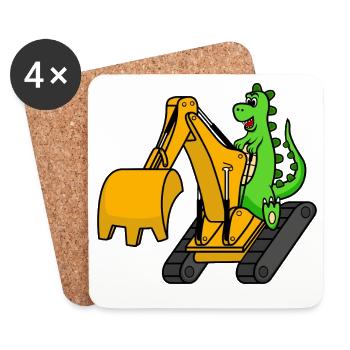 Dino Excavator Dinosaure - Dessous de verre (lot de 4) - blanc - Devant